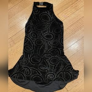 SWIRL BLACK SKATING DRESS HALTER TOP